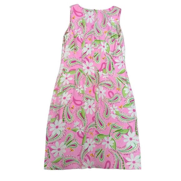 Vintage Lilly Pulitzer Silk Anna Dress Sheath Mini Sleeveless Pink Paisley 8 - Picture 2 of 11